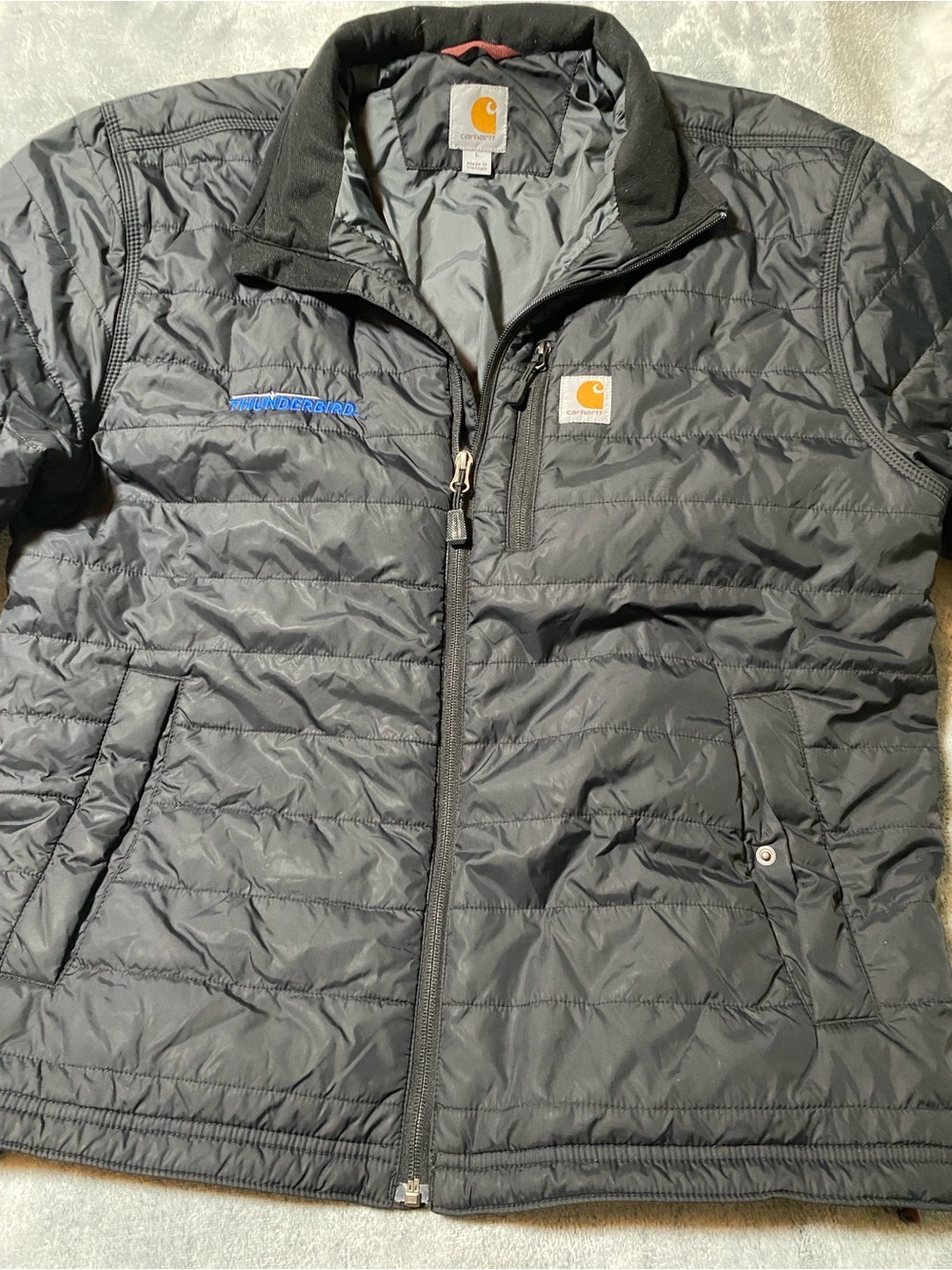 Carhartt man large Black Quilted Puffer Jacket with Logo